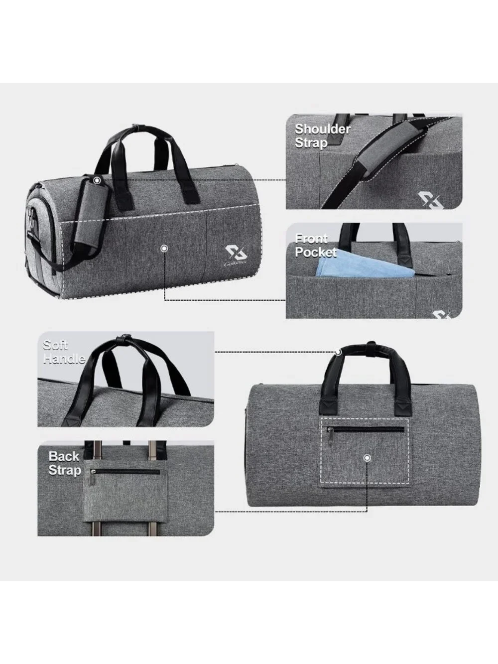 Convertible Travel Garment Bag & Duffle with Shoe Compartment, 2-in-1 Design